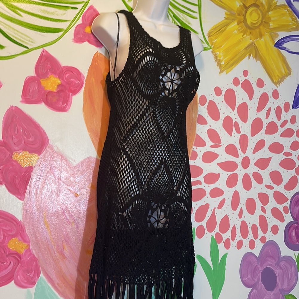 Crochet coverup with fringe forever 21